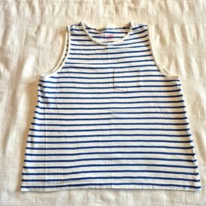 Mini Boden girls size 11-12 years 1 pocket blue & white striped tank top VGUC